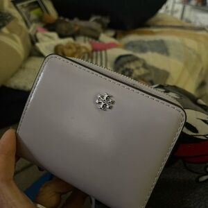 Tory Burch Small Lavender Leather Zip Wallet